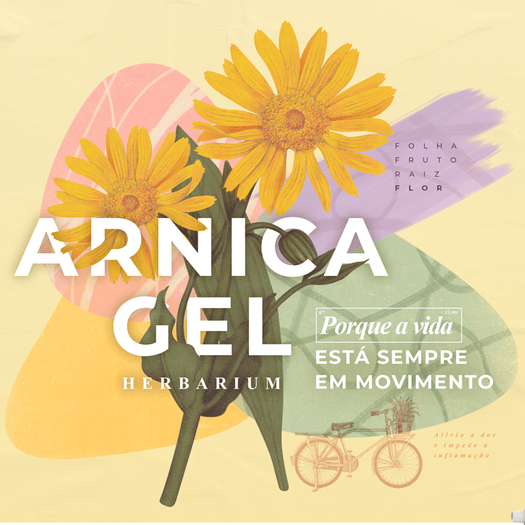 Peça publicitária desenvolvida pela VX Comunicação para a linha Clássicos Herbarium. Arnica Gel – Porque a vida está sempre em movimento.