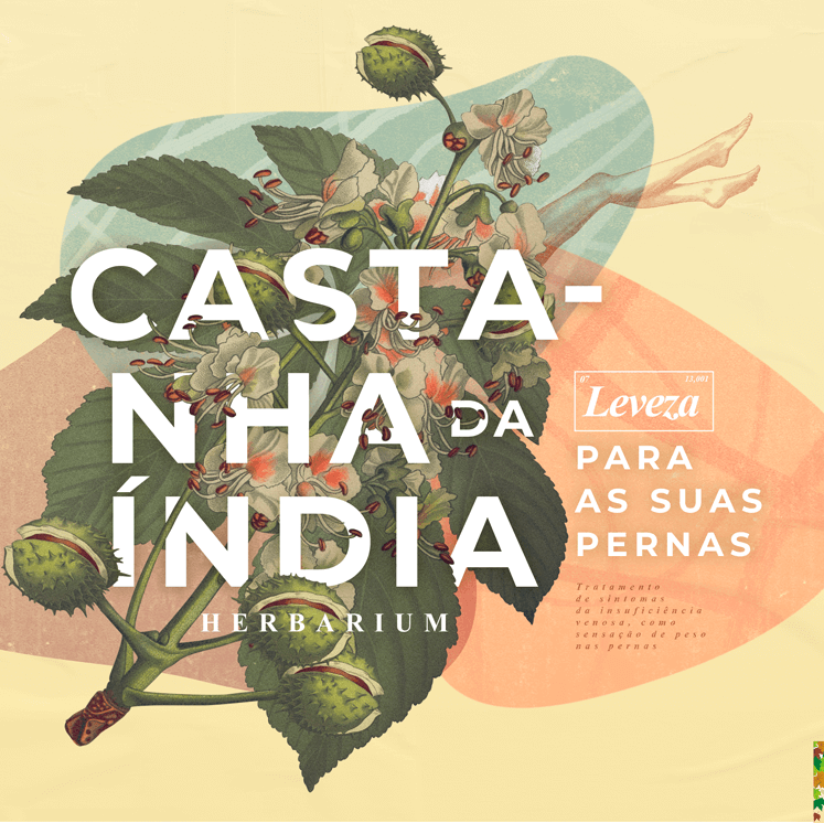 Peça publicitária desenvolvida pela VX Comunicação para a linha Clássicos Herbarium. Castanha da Índia – Leveza para as suas pernas