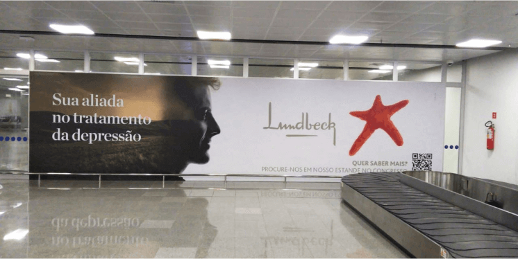 Ação publicitária realizada pela VX Comunicação para a marca Lundbeck no Aeroporto Internacional de Fortaleza – CE, durante o congresso anual de psiquiatria.